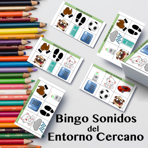 Lotería bingo sonidos del entorno cercano para educación musical
